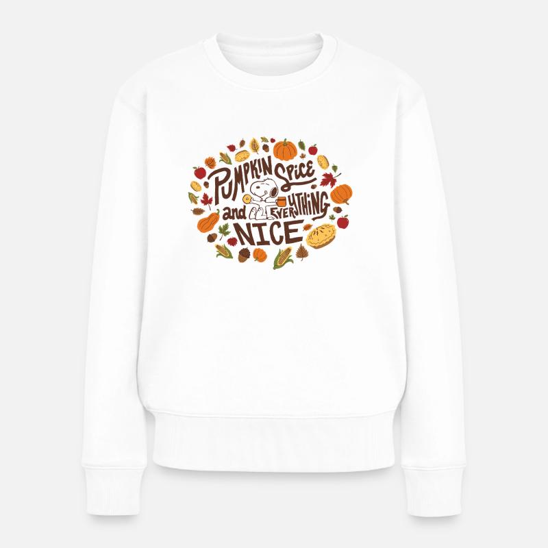 Peanuts Design Herbst Mit Spruch Und Snoopy - Frauen Premium Bio Pullover - Weiß
