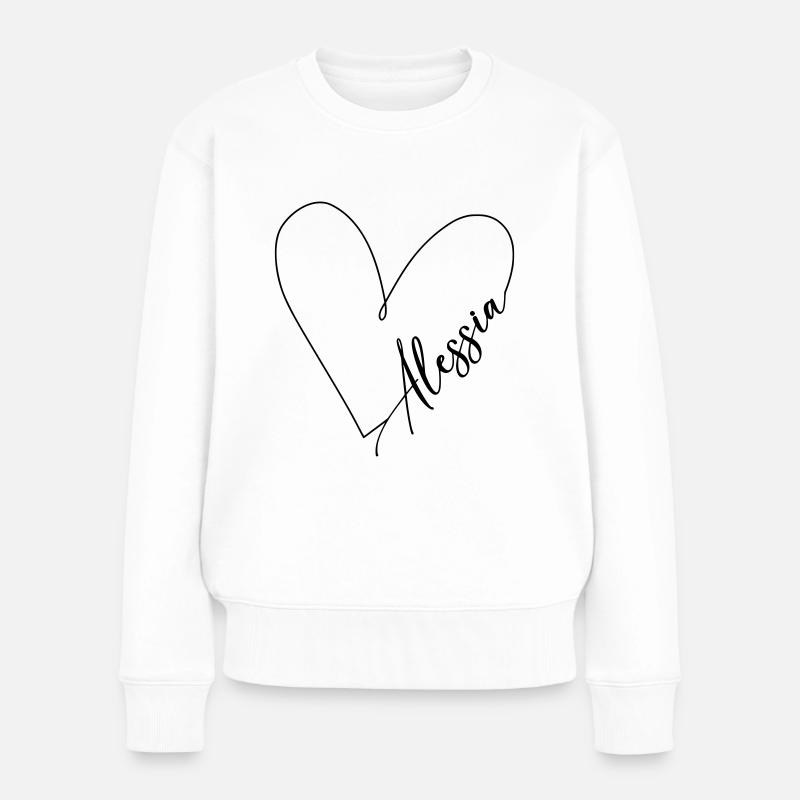 Alessia Name Herzlinie - Frauen Premium Bio Pullover - Weiß
