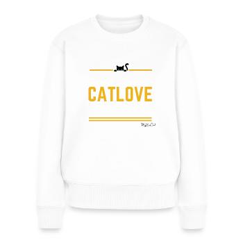 Catlove - Das Must-Have für alle Katzenfans! - Frauen Premium Bio Pullover - Weiß - Vorne - Julia (174cm)