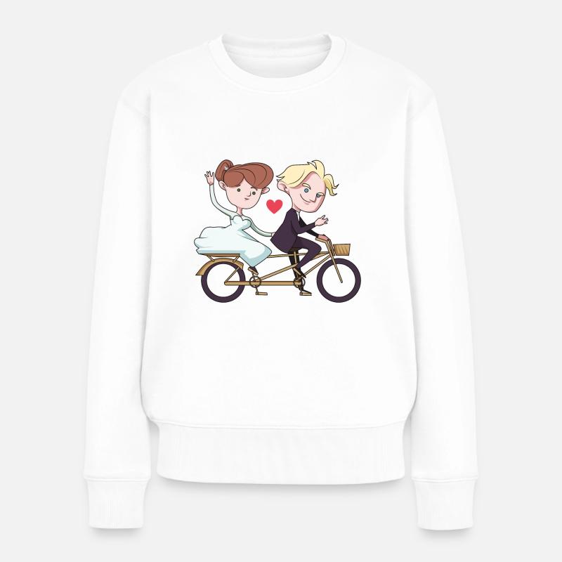 Hochzeit paar married herz brautpaar - Frauen Premium Bio Pullover - Weiß