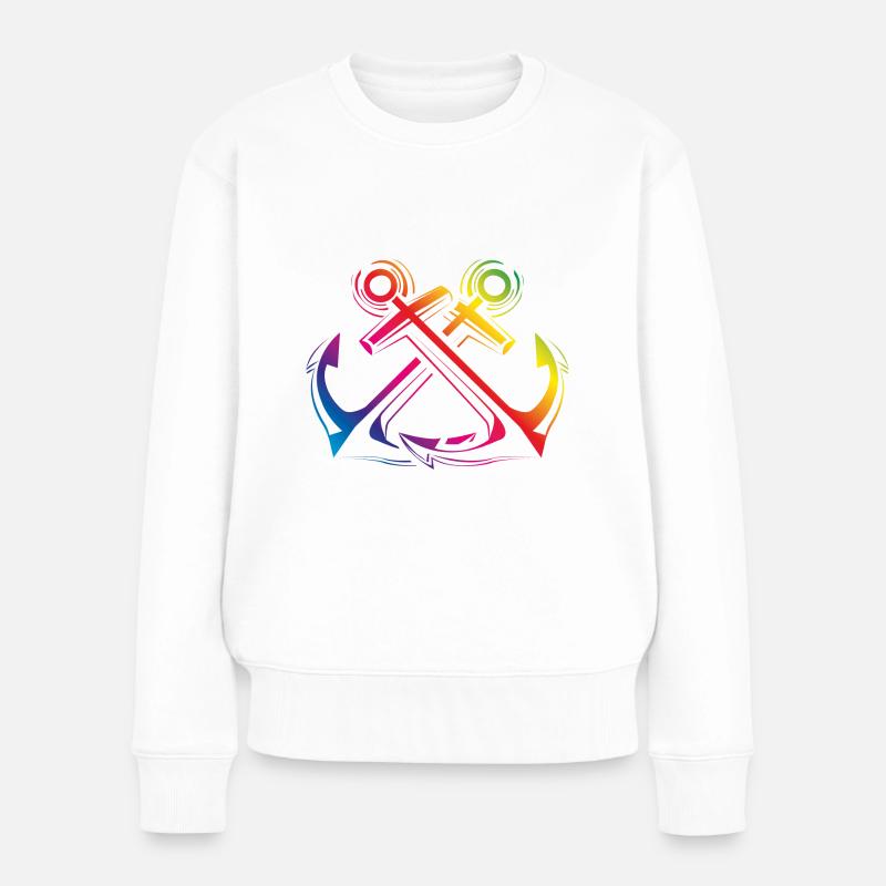 anker symbol bunt - Frauen Premium Bio Pullover - Weiß