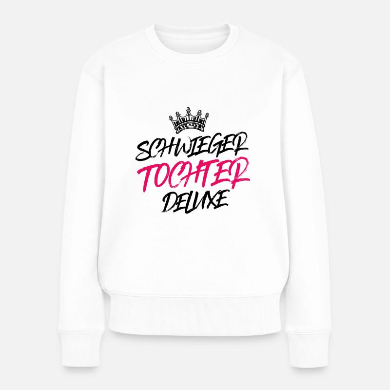 schwiegertochter deluxe krone - Frauen Premium Bio Pullover - Weiß