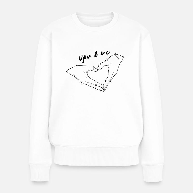 Love Hands - you and me - Frauen Premium Bio Pullover - Weiß