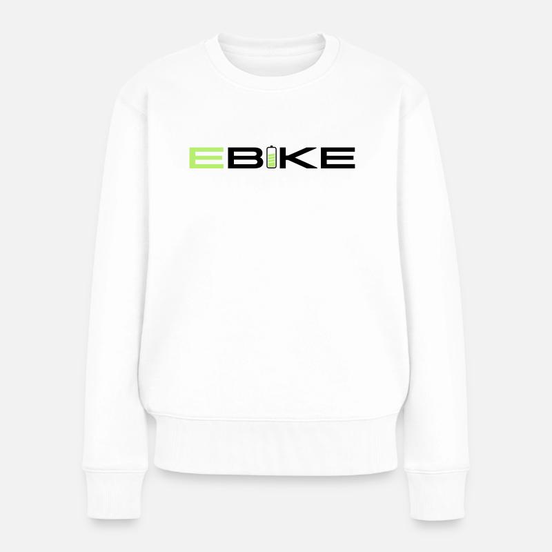 E BIKE - Frauen Premium Bio Pullover - Weiß