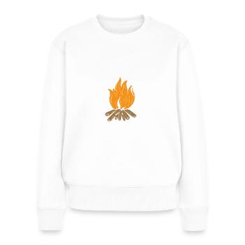 Équipe de buveurs de feu de camp Tenue de randonnée Bushcraft - Pull Premium bio Femme - blanc - Devant - Julia (174cm)