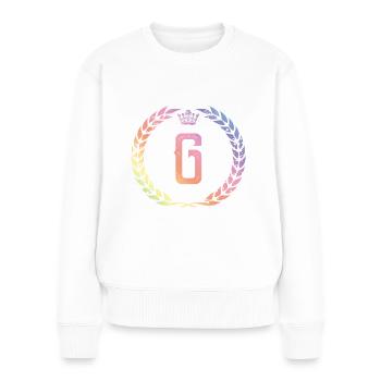 G Lettre Couronne - Pull Premium bio Femme - blanc - Devant - Julia (174cm)