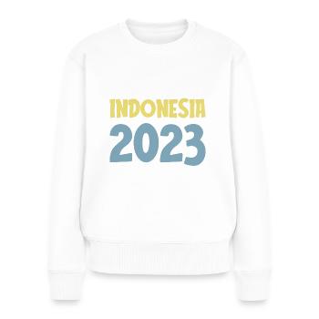 Indonesia 2023 - Frauen Premium Bio Pullover - Weiß - Vorne - Julia (174cm)