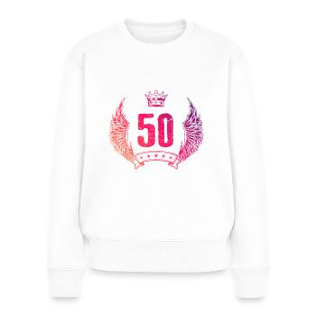 Couronne de 50 numéros - Pull Premium bio Femme - blanc - Devant - Julia (174cm)