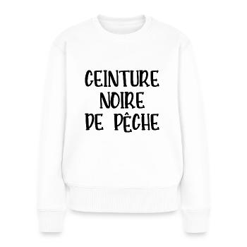 ceinture noire de pêche - Pull Premium bio Femme - blanc - Devant - Julia (174cm)