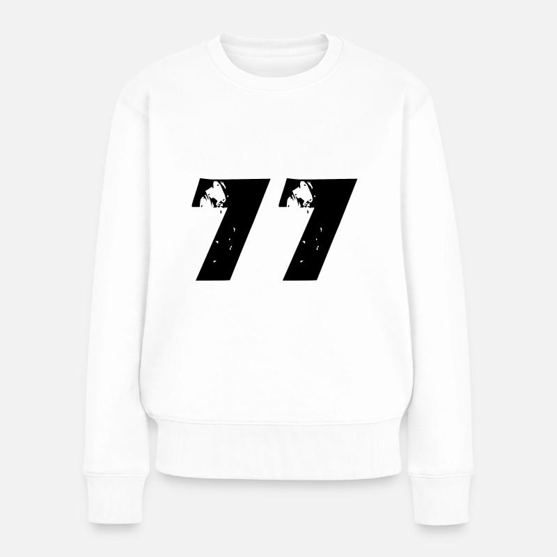 77 Zahl - Frauen Premium Bio Pullover - Weiß