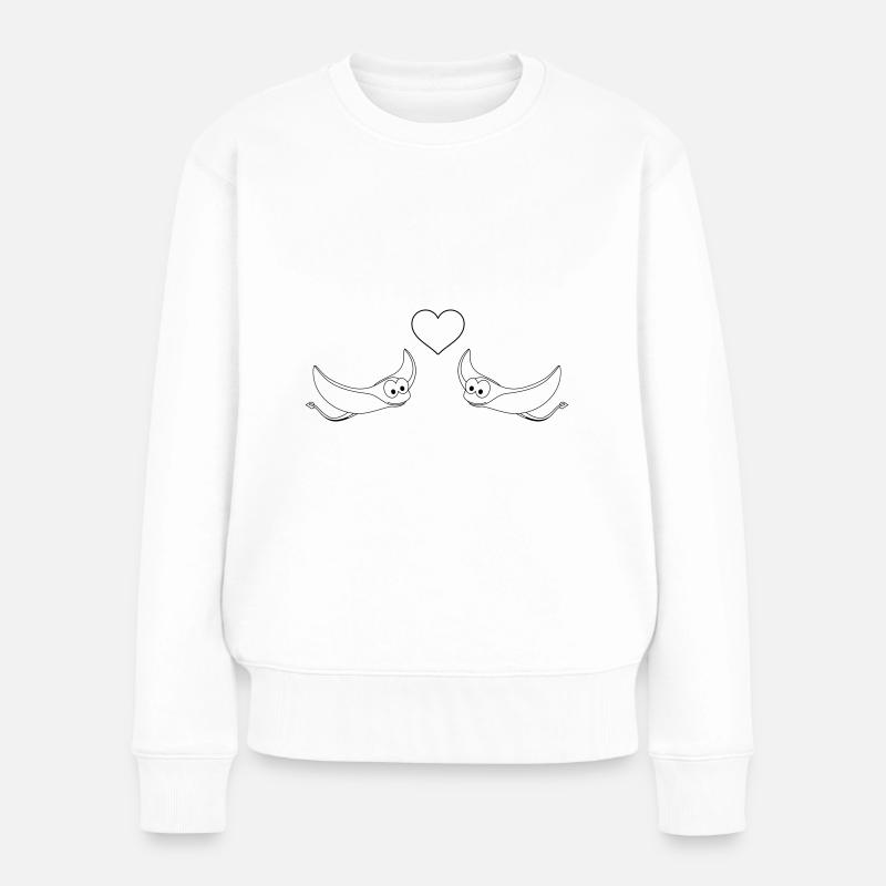 Rochen Comic Tier Paar liebe - Frauen Premium Bio Pullover - Weiß