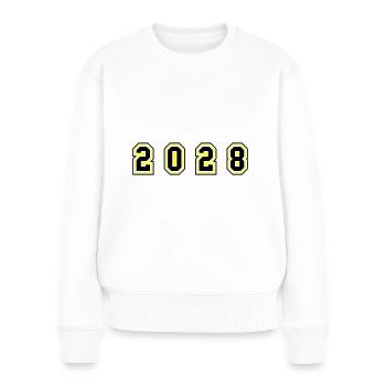 2028 Jahr Zahl - Frauen Premium Bio Pullover - Weiß - Vorne - Julia (174cm)