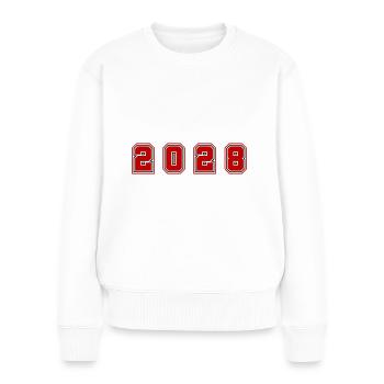 2028 Jahr Zahl - Frauen Premium Bio Pullover - Weiß - Vorne - Julia (174cm)