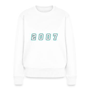 2007 Jahr Zahl - Frauen Premium Bio Pullover - Weiß - Vorne - Julia (174cm)