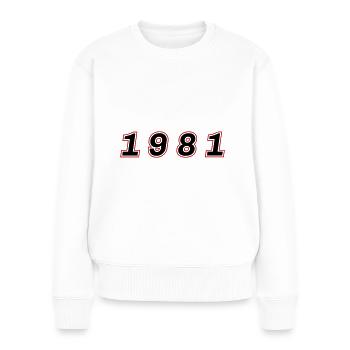 1981 Jahr Zahl - Frauen Premium Bio Pullover - Weiß - Vorne - Julia (174cm)