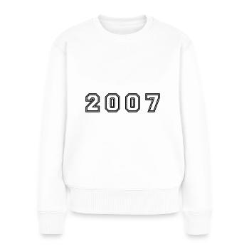 2007 Jahr Zahl - Frauen Premium Bio Pullover - Weiß - Vorne - Julia (174cm)