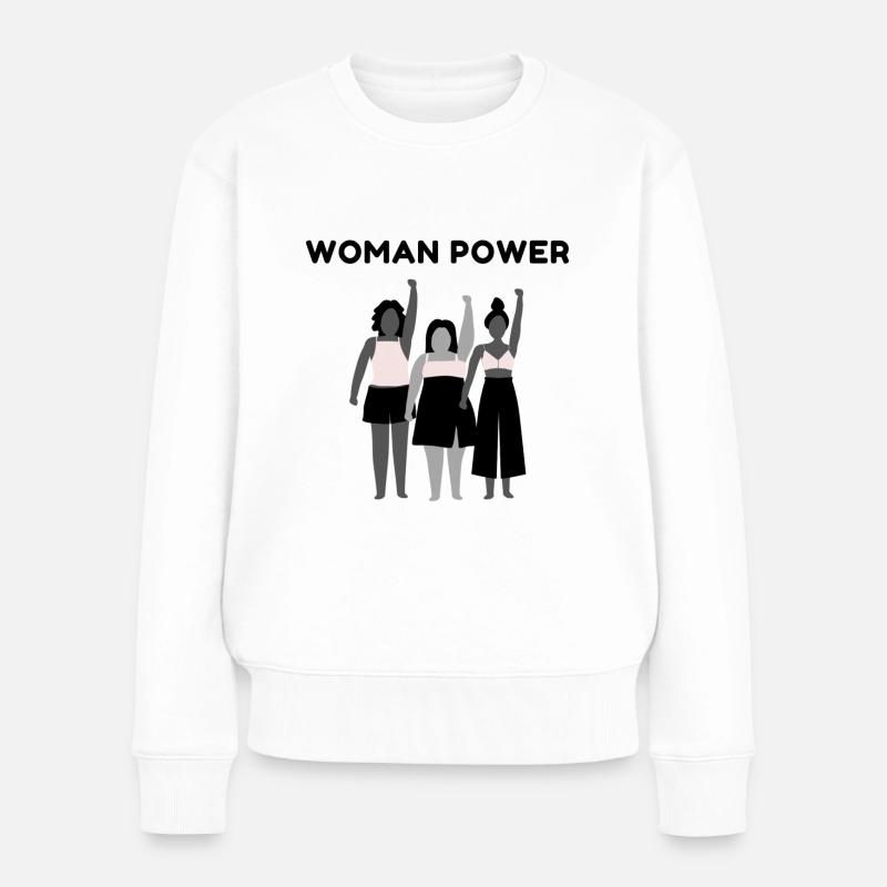 Woman power - Frauen Premium Bio Pullover - Weiß