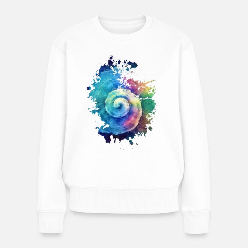 Bunte Muschel - Frauen Premium Bio Pullover - Weiß