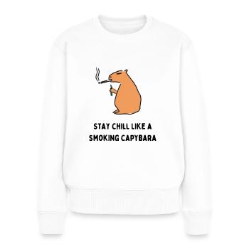 Smoking capybara - Frauen Premium Bio Pullover - Weiß - Vorne - Julia (174cm)