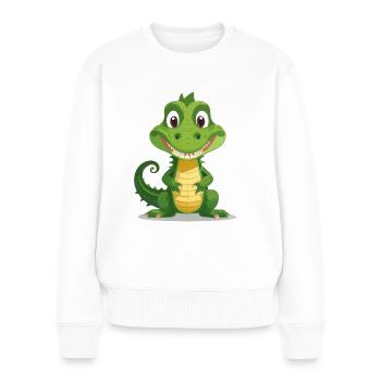 crocodile mignon - Pull Premium bio Femme - blanc - Devant - Julia (174cm)