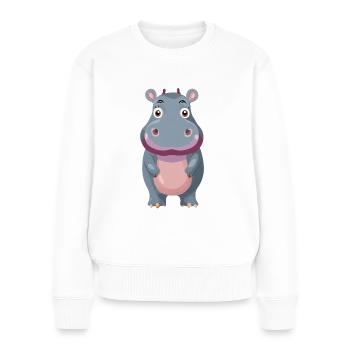 Hippopotame mignon - Pull Premium bio Femme - blanc - Devant - Julia (174cm)