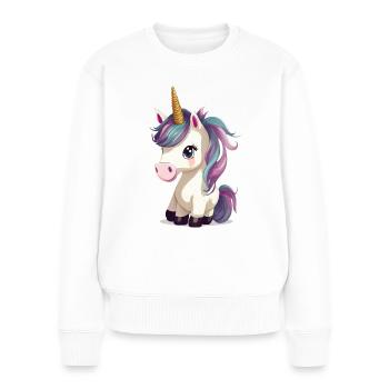 Einhorn - Frauen Premium Bio Pullover - Weiß - Vorne - Julia (174cm)