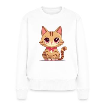 Niedliche Katze - Frauen Premium Bio Pullover - Weiß - Vorne - Julia (174cm)