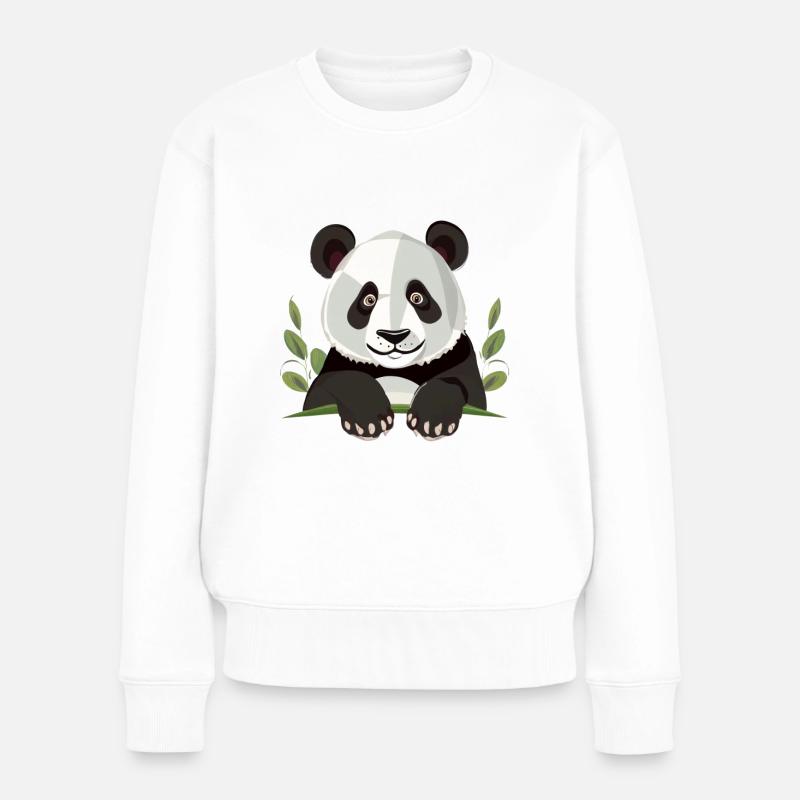 Großer Panda - Frauen Premium Bio Pullover - Weiß
