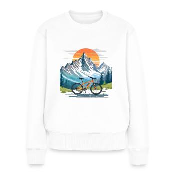 Mountain biking in front of mountains - Women's Premium Organic Jumper - white - Front - Julia (174cm)