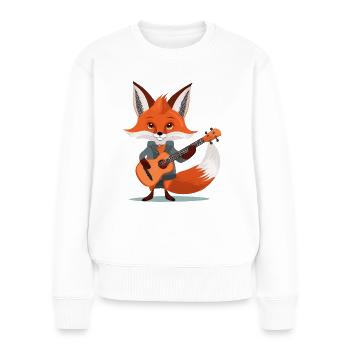 Ein niedlicher Fuchs, der Gitarre spielt - Frauen Premium Bio Pullover - Weiß - Vorne - Julia (174cm)