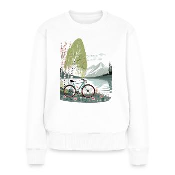 Fahrrad am See - Frauen Premium Bio Pullover - Weiß - Vorne - Julia (174cm)