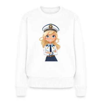 Kapitänin oder Pilotin - Frauen Premium Bio Pullover - Weiß - Vorne - Julia (174cm)
