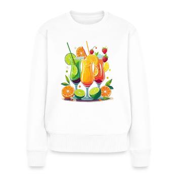 Cocktails colorés à base d’oranges, de citrons verts et de fruits - Pull Premium bio Femme - blanc - Devant - Julia (174cm)