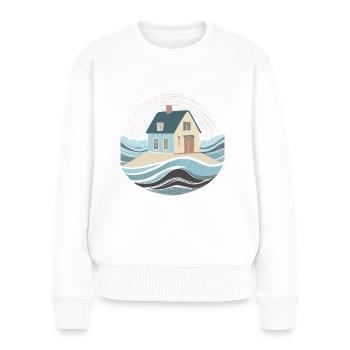 Haus am Meer - Frauen Premium Bio Pullover - Weiß - Vorne - Julia (174cm)