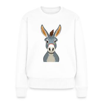 Esel - Frauen Premium Bio Pullover - Weiß - Vorne - Julia (174cm)