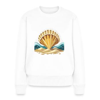 Un coquillage au bord de la mer - Pull Premium bio Femme - blanc - Devant - Julia (174cm)