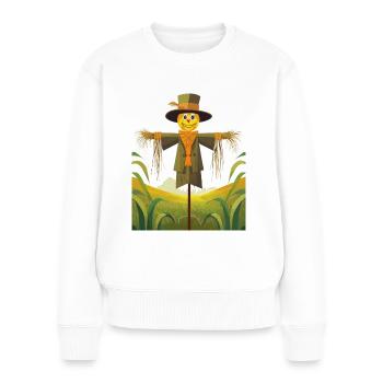 Vogelscheuche auf einem Feld - Frauen Premium Bio Pullover - Weiß - Vorne - Julia (174cm)