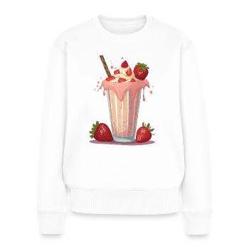 Milkshake aux fraises - Pull Premium bio Femme - blanc - Devant - Julia (174cm)