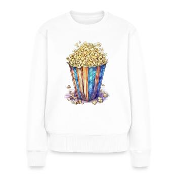 Eine Tüte Popcorn - Frauen Premium Bio Pullover - Weiß - Vorne - Julia (174cm)