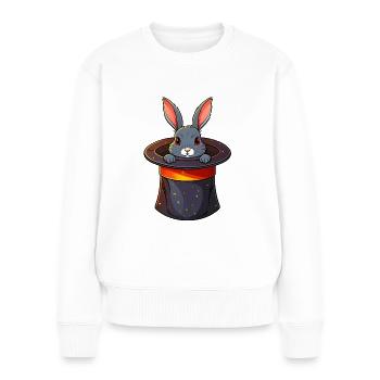 Lapin dans un chapeau magique - Pull Premium bio Femme - blanc - Devant - Julia (174cm)