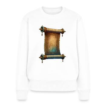 Rouleau ancien - Pull Premium bio Femme - blanc - Devant - Julia (174cm)