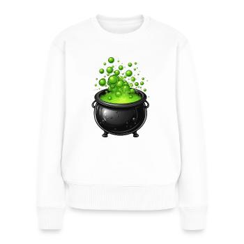 Hexenkessel mit grünem Trank - Frauen Premium Bio Pullover - Weiß - Vorne - Julia (174cm)