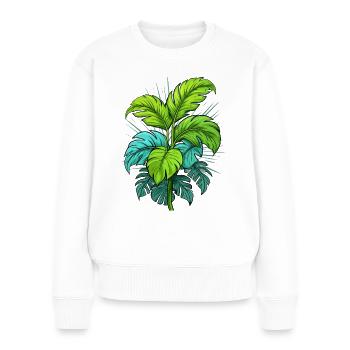 Feuilles tropicales - Pull Premium bio Femme - blanc - Devant - Julia (174cm)