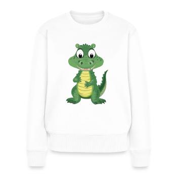 Niedliches Krokodil - Frauen Premium Bio Pullover - Weiß - Vorne - Julia (174cm)