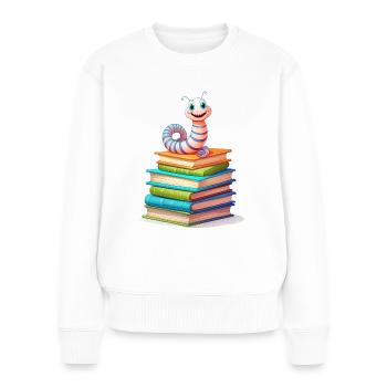 Rat de bibliothèque - Pull Premium bio Femme - blanc - Devant - Julia (174cm)