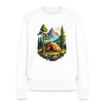 Camping sauvage dans la nature - Pull Premium bio Femme - blanc - Devant - Julia (174cm)