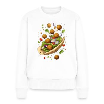 Pain pita fourré aux falafels et salade - Pull Premium bio Femme - blanc - Devant - Julia (174cm)