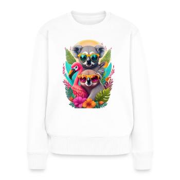 Koala, sloth and flamingo in summer - Women's Premium Organic Jumper - white - Front - Julia (174cm)