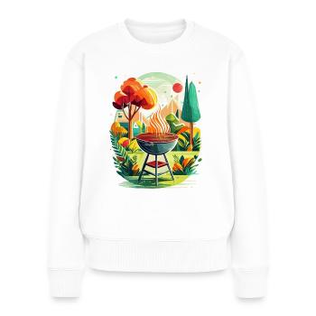 Grill im Garten - Frauen Premium Bio Pullover - Weiß - Vorne - Julia (174cm)