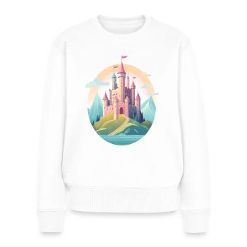 Un château médiéval entre les collines - Pull Premium bio Femme - blanc - Devant - Julia (174cm)